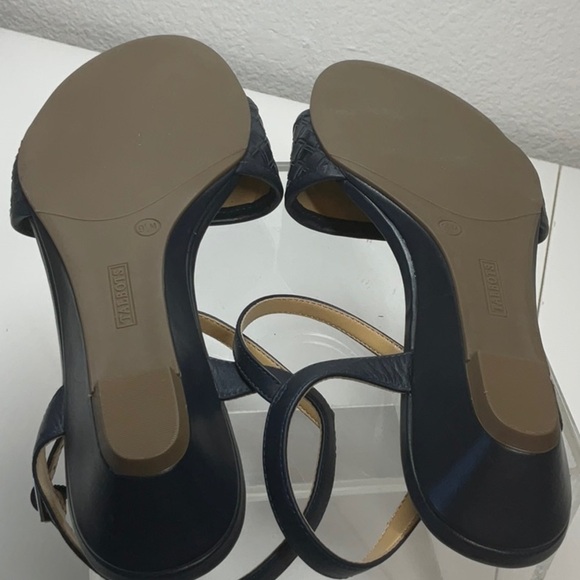 Talbots Capri Woven Leather Wedge Sandals Navy 9.5 - Picture 8 of 8